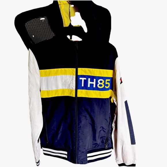 Tommy Hilfiger TH85 Colorblock Hooded Jacket Size Small Petite Blue White NWOT - Picture 4 of 16